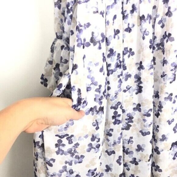 Free People Sheer Floral Babydoll Tunic Dress Flutter Sleeves Size S Purple - Picture 3 of 8